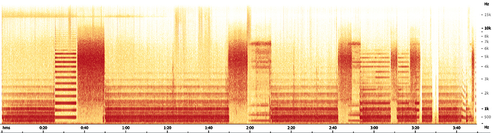 Blokke af lyd som var det farvefelter på et af Richard Winthers malerier. Spektrogram af Winther: »Maskinsymfoni No. 2« (1948)