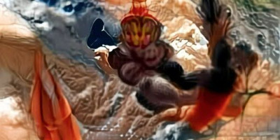© »hanuman flies over the himalayas«, generated by Debashis Sinha using CLIP, 2021