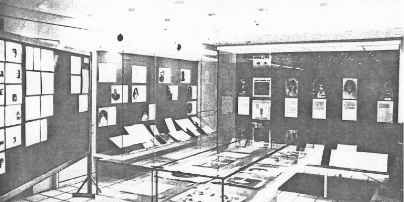 Photo with overview of a part of the exhibition Kvinder komponerer, 1980 (The Danish Music Museum, MMCCS archive 166).
