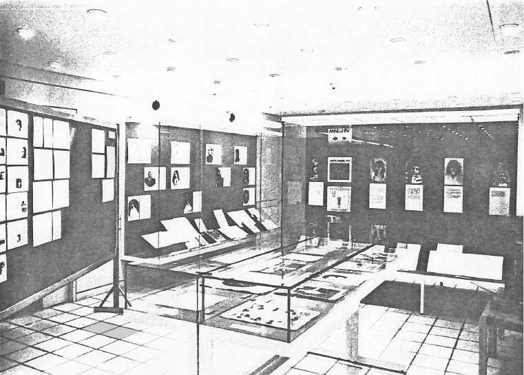 Photo with overview of a part of the exhibition Kvinder komponerer, 1980 (The Danish Music Museum, MMCCS archive 166).