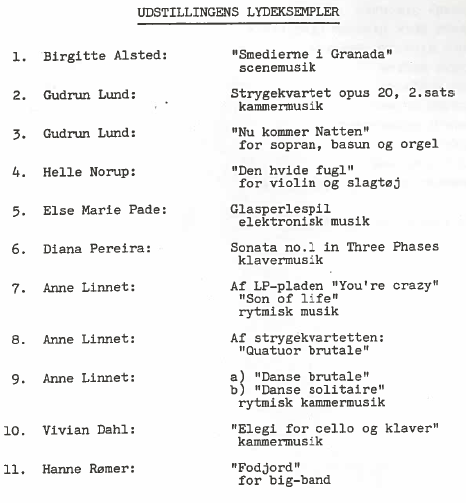 Example 5: Music examples at the exhibition Kvinder komponerer (Kongsted, 1980, p. 43).