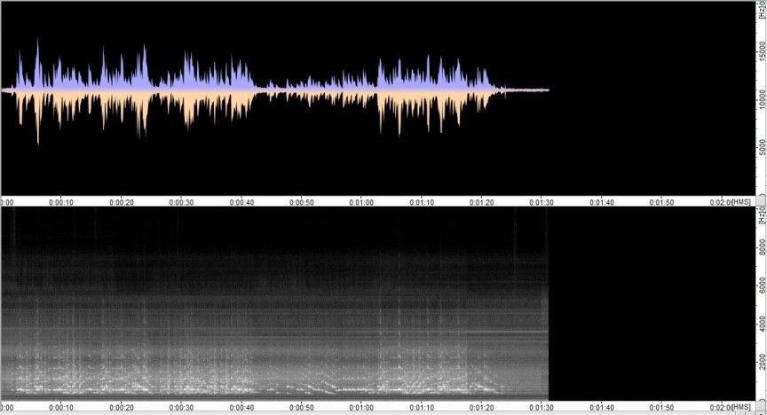 Figure 15: Fireside, 160 rpm, new model recorder, glass diaphragm, steel (480mm by 130mm)